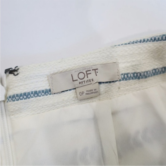 ANN TAYLOR LOFT Size 0P Faux Wrap Skirt Fringe White Blue Black 0 Petite - Picture 7 of 11
